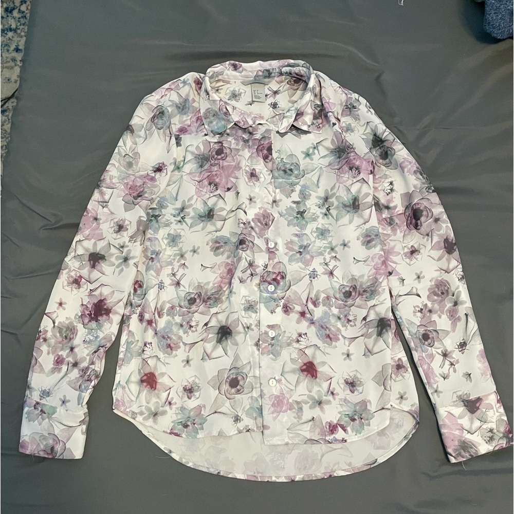 H&M floral dress button down shirt blouse